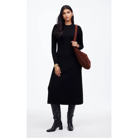 Madewell NWT Women’s Black Merino Wool Maxi Sweater Dress size Small - Picture 1 of 8
